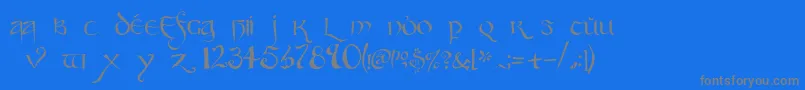 Partybusiness-Schriftart – Graue Schriften auf blauem Hintergrund