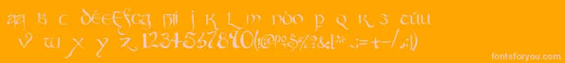 Partybusiness-Schriftart – Rosa Schriften auf orangefarbenem Hintergrund