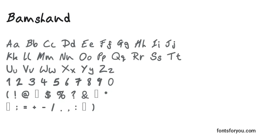 Schriftart Bamshand – Alphabet, Zahlen, spezielle Symbole