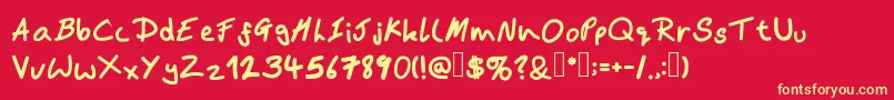 Bamshand Font – Yellow Fonts on Red Background