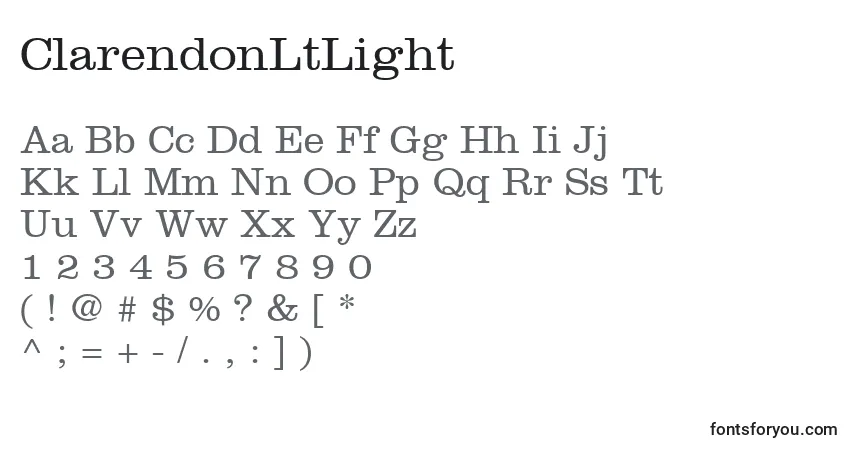 ClarendonLtLightフォント–アルファベット、数字、特殊文字