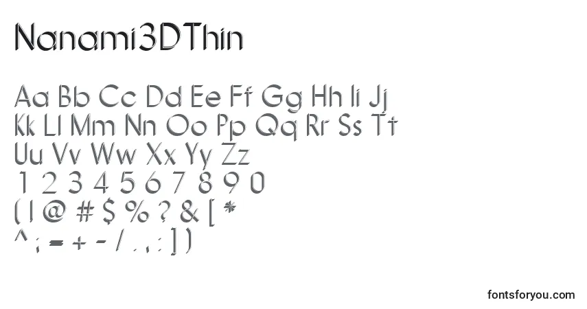 Nanami3DThin Font – alphabet, numbers, special characters