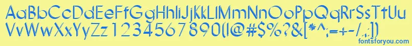 Nanami3DThin Font – Blue Fonts on Yellow Background