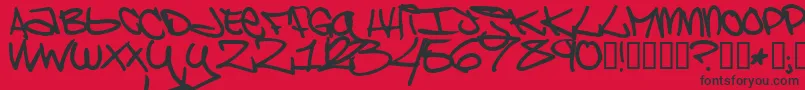 フォントBrooklynKid – 赤い背景に黒い文字
