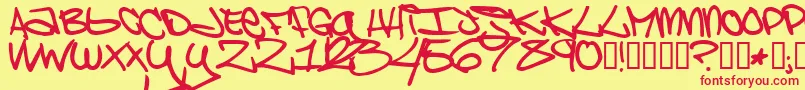 BrooklynKid Font – Red Fonts on Yellow Background