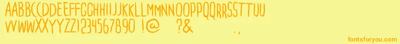 Penakut-Schriftart – Orangefarbene Schriften auf gelbem Hintergrund
