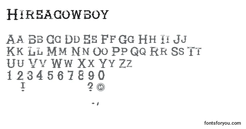 A fonte Hireacowboy – alfabeto, números, caracteres especiais