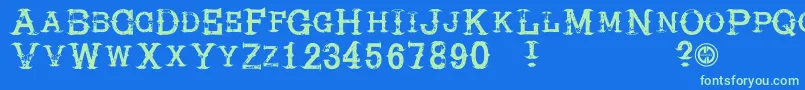 Hireacowboy Font – Green Fonts on Blue Background