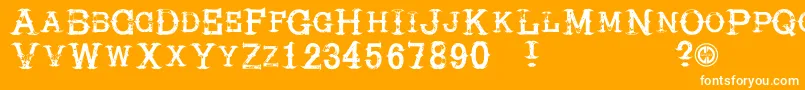 Hireacowboy-Schriftart – Weiße Schriften auf orangefarbenem Hintergrund