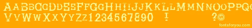 Hireacowboy-Schriftart – Gelbe Schriften auf orangefarbenem Hintergrund