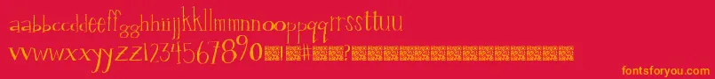 Valuestamp-Schriftart – Orangefarbene Schriften auf rotem Hintergrund