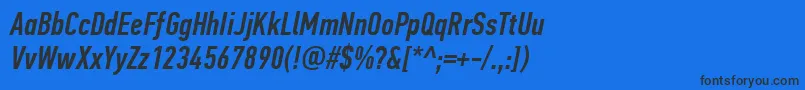 PfdintextcompproMediumitalic Font – Black Fonts on Blue Background