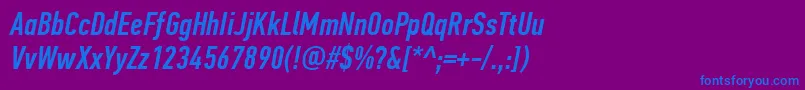 フォントPfdintextcompproMediumitalic – 紫色の背景に青い文字