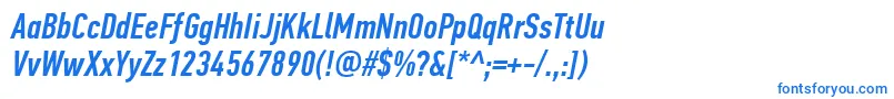 フォントPfdintextcompproMediumitalic – 白い背景に青い文字