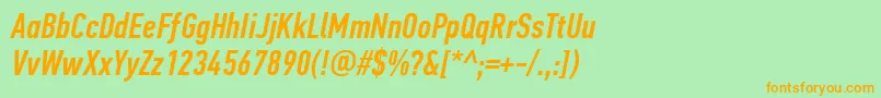 PfdintextcompproMediumitalic Font – Orange Fonts on Green Background