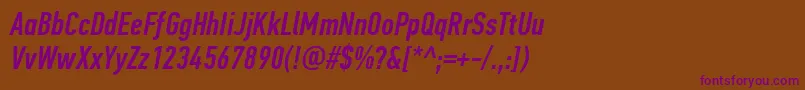 Czcionka PfdintextcompproMediumitalic – fioletowe czcionki na brązowym tle
