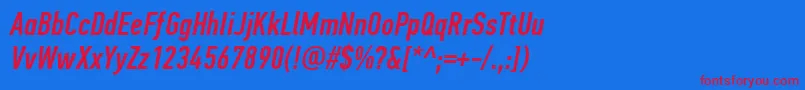 PfdintextcompproMediumitalic Font – Red Fonts on Blue Background