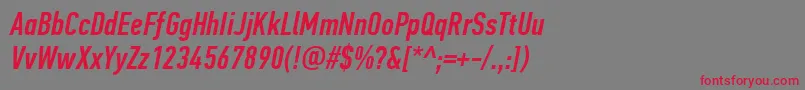 PfdintextcompproMediumitalic Font – Red Fonts on Gray Background