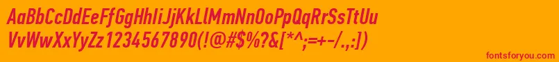 PfdintextcompproMediumitalic Font – Red Fonts on Orange Background