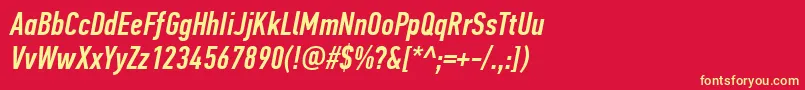 PfdintextcompproMediumitalic Font – Yellow Fonts on Red Background