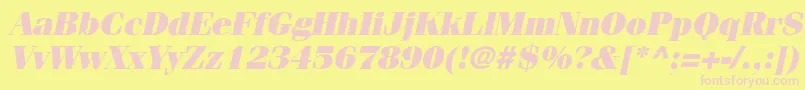 Fonte CompendiumBlackSsiBlackItalic – fontes rosa em um fundo amarelo