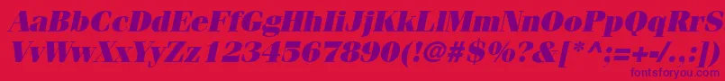 CompendiumBlackSsiBlackItalic-fontti – violetit fontit punaisella taustalla