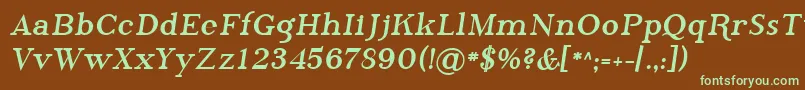 フォントSfphosphorusbromide – 緑色の文字が茶色の背景にあります。