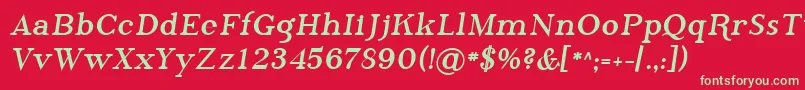 Sfphosphorusbromide-Schriftart – Grüne Schriften auf rotem Hintergrund
