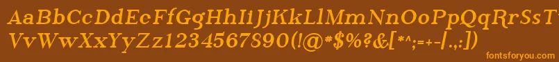 Sfphosphorusbromide-Schriftart – Orangefarbene Schriften auf braunem Hintergrund