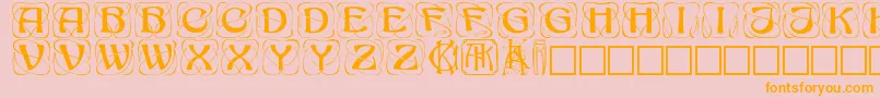 フォントKonanur – オレンジの文字がピンクの背景にあります。