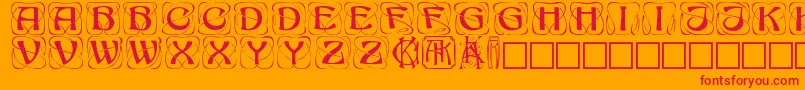 Konanur-Schriftart – Rote Schriften auf orangefarbenem Hintergrund