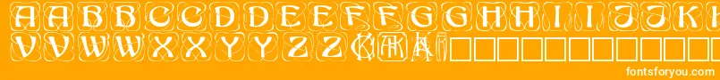 Konanur-Schriftart – Weiße Schriften auf orangefarbenem Hintergrund