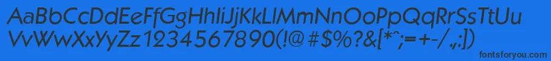 Шрифт KoblenzserialItalic – чёрные шрифты на синем фоне