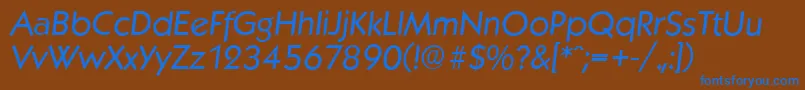 KoblenzserialItalic-Schriftart – Blaue Schriften auf braunem Hintergrund