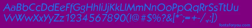 フォントKoblenzserialItalic – 紫色の背景に青い文字