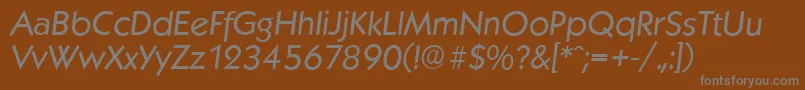 KoblenzserialItalic-fontti – harmaat kirjasimet ruskealla taustalla