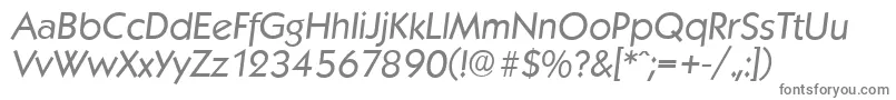KoblenzserialItalic-fontti – harmaat kirjasimet valkoisella taustalla