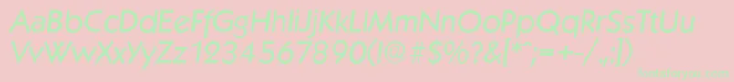 Fonte KoblenzserialItalic – fontes verdes em um fundo rosa