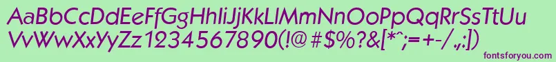 KoblenzserialItalic-fontti – violetit fontit vihreällä taustalla