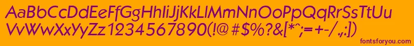 Czcionka KoblenzserialItalic – fioletowe czcionki na pomarańczowym tle