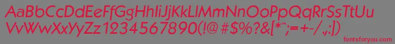 KoblenzserialItalic-fontti – punaiset fontit harmaalla taustalla