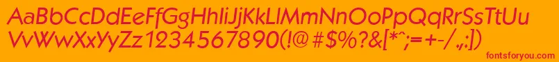 KoblenzserialItalic-fontti – punaiset fontit oranssilla taustalla