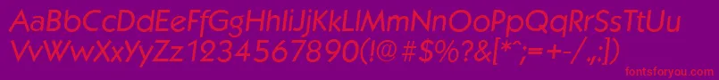 KoblenzserialItalic-Schriftart – Rote Schriften auf violettem Hintergrund