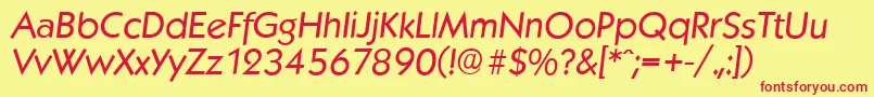 フォントKoblenzserialItalic – 赤い文字の黄色い背景