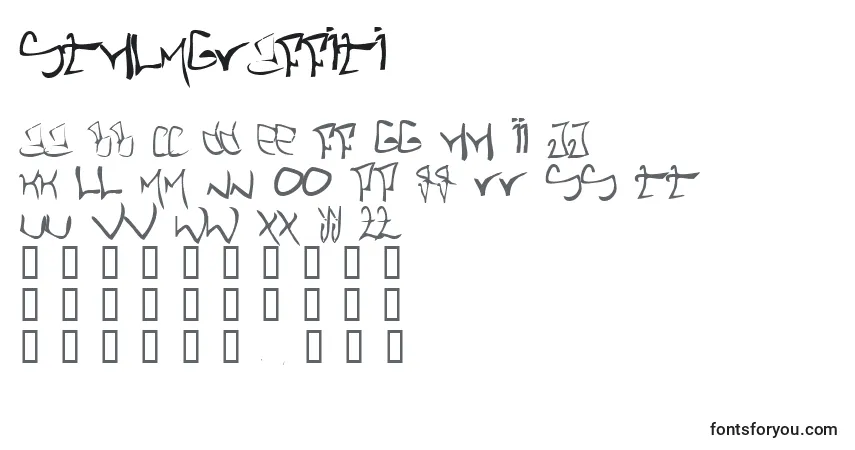 Czcionka SthlmGraffiti – alfabet, cyfry, specjalne znaki