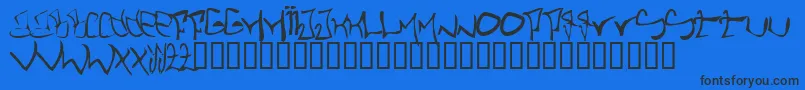 SthlmGraffiti Font – Black Fonts on Blue Background