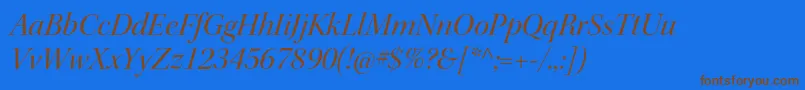 フォントKeplerstdItdisp – 茶色の文字が青い背景にあります。