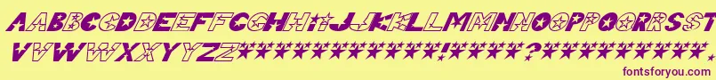 TelemarketingSuperstarItalic Font – Purple Fonts on Yellow Background