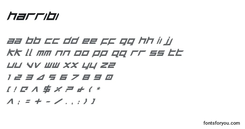 Czcionka Harribi – alfabet, cyfry, specjalne znaki