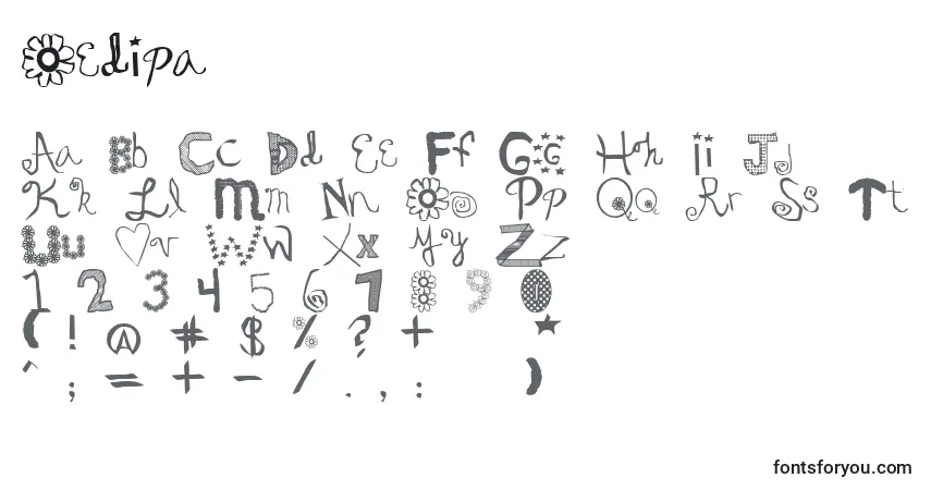 Czcionka Oedipa – alfabet, cyfry, specjalne znaki